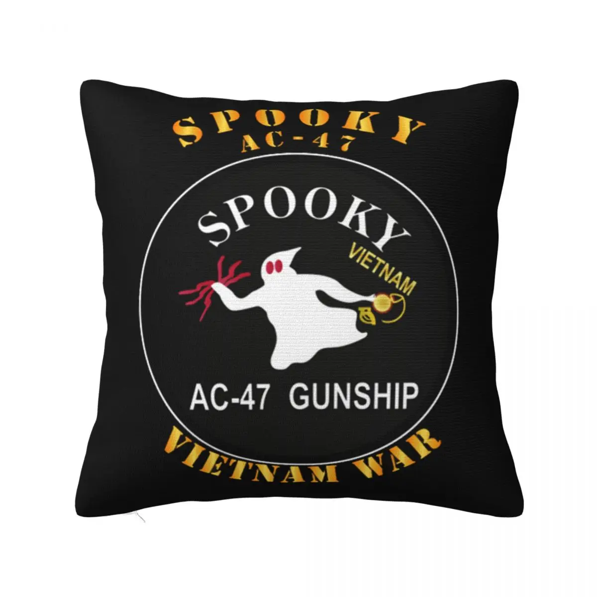 Spooky AC 47 Vietnam War W Txt Square Pillowcase Pillow Cover Cushion Decor Comfort Throw Pillow for Home Bedroom