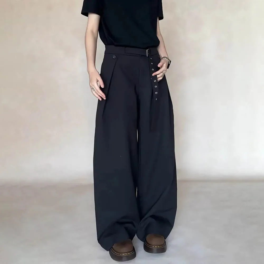 

Men's Solid Color Wide-Leg Trousers American Retro Fashion Trend Street Loose Casual Breathable Simple New Men's Bottoms