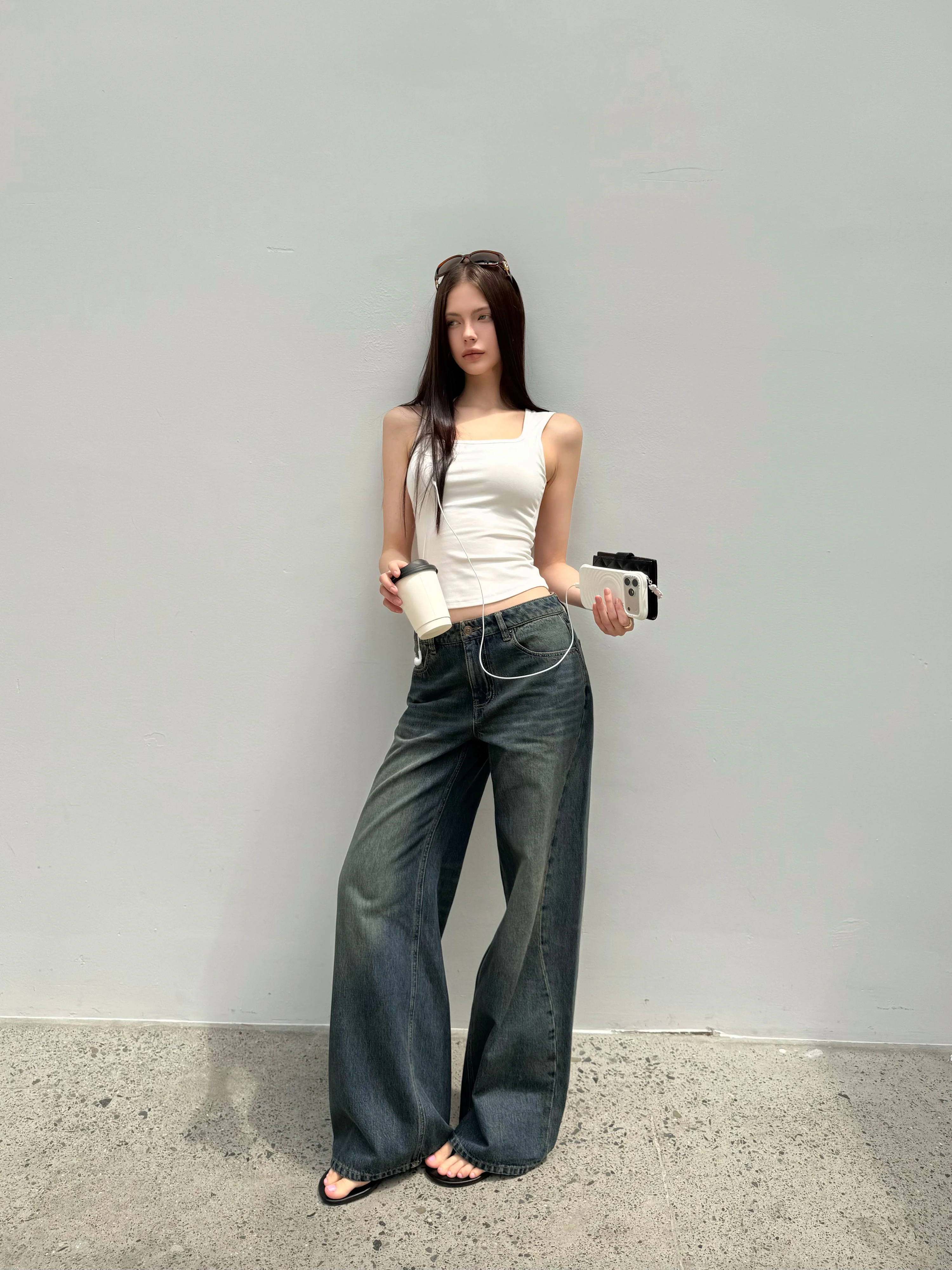 ZhouMiao Vintage Washed Low Waist Slim Fit Micro Flared Jeans Women's Cotton Denim Pants Casual Wear Summer Season