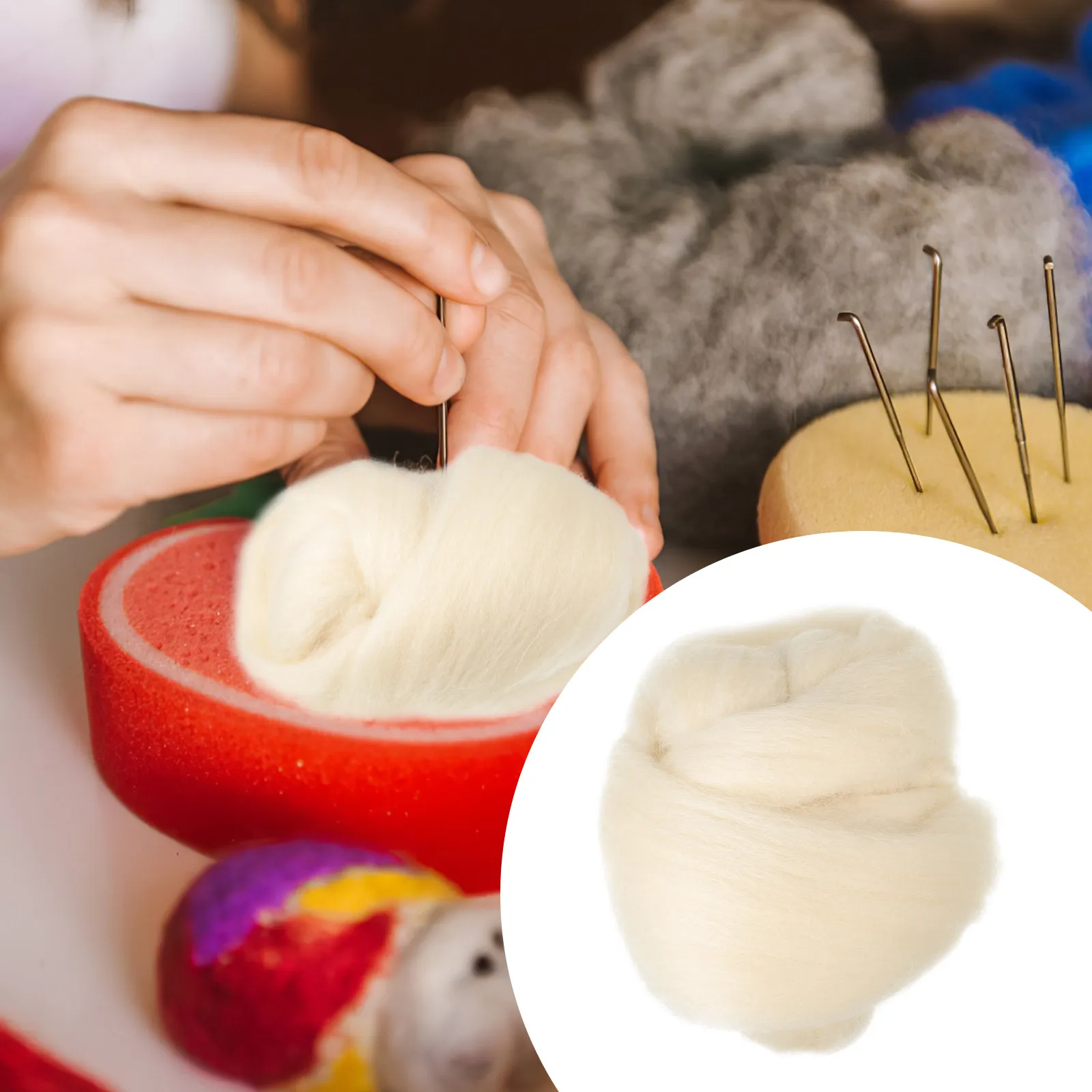 

Premium Wool Roving for Felting Crafts Safe Healthy Smooth Surface Easy to Dye Or Stuff Creative DIY Felting Material Handmade