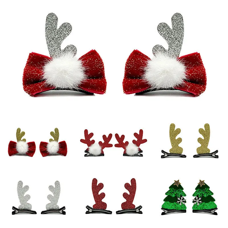 Weihnachten Haarnadel Baby Mädchen Haarschmuck Geweih Kopfbedeckung Hirschohren Haarnadel Kleinkind Kinder Elch Paar Haarspange