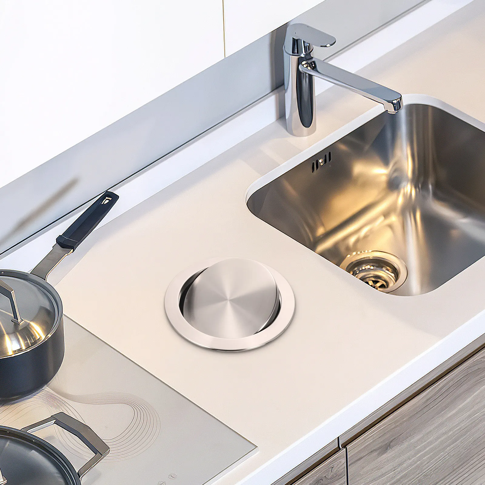 

Крышка для мусорного бака из нержавеющей стали, усиленная, для встраиваемых контейнеров, замена для кухонного мусорного ведра