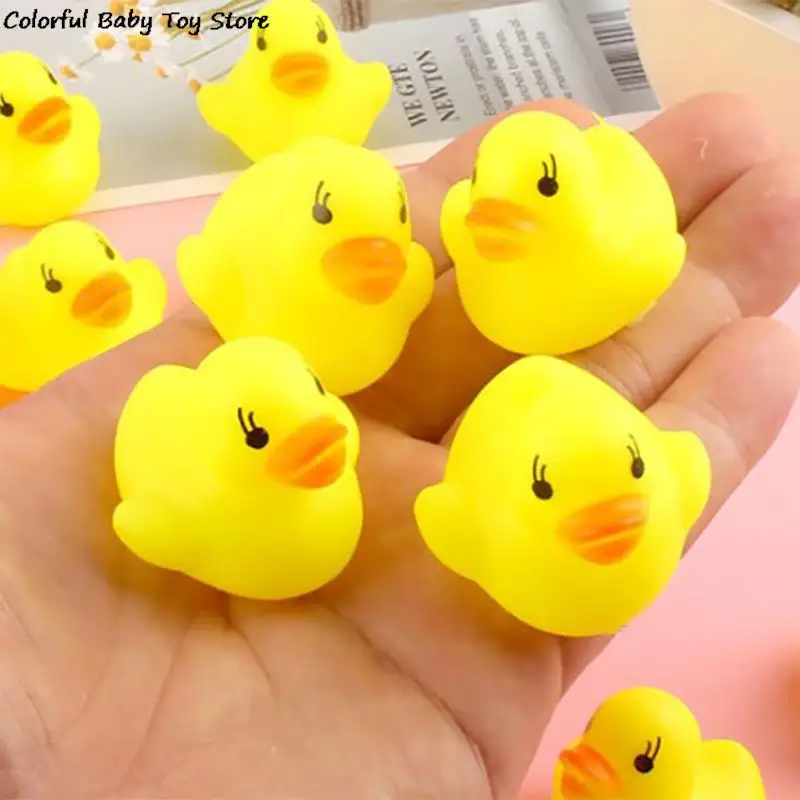 12 Stuks Baby Badkamer Water Zwembad Grappig Speelgoed Voor Meisjes Jongens Geschenken Kawaii Mini Kleurrijke Rubber Float Piepende Geluid Eend bad Speelgoed