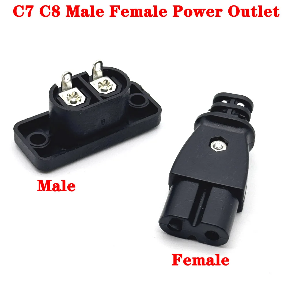 

1/3Pcs C7 C8 Male Female Plug Power Outlet Embedded Electric Connector Connector 35mm*15mm AC 2.5A 5A 250v 3515mm