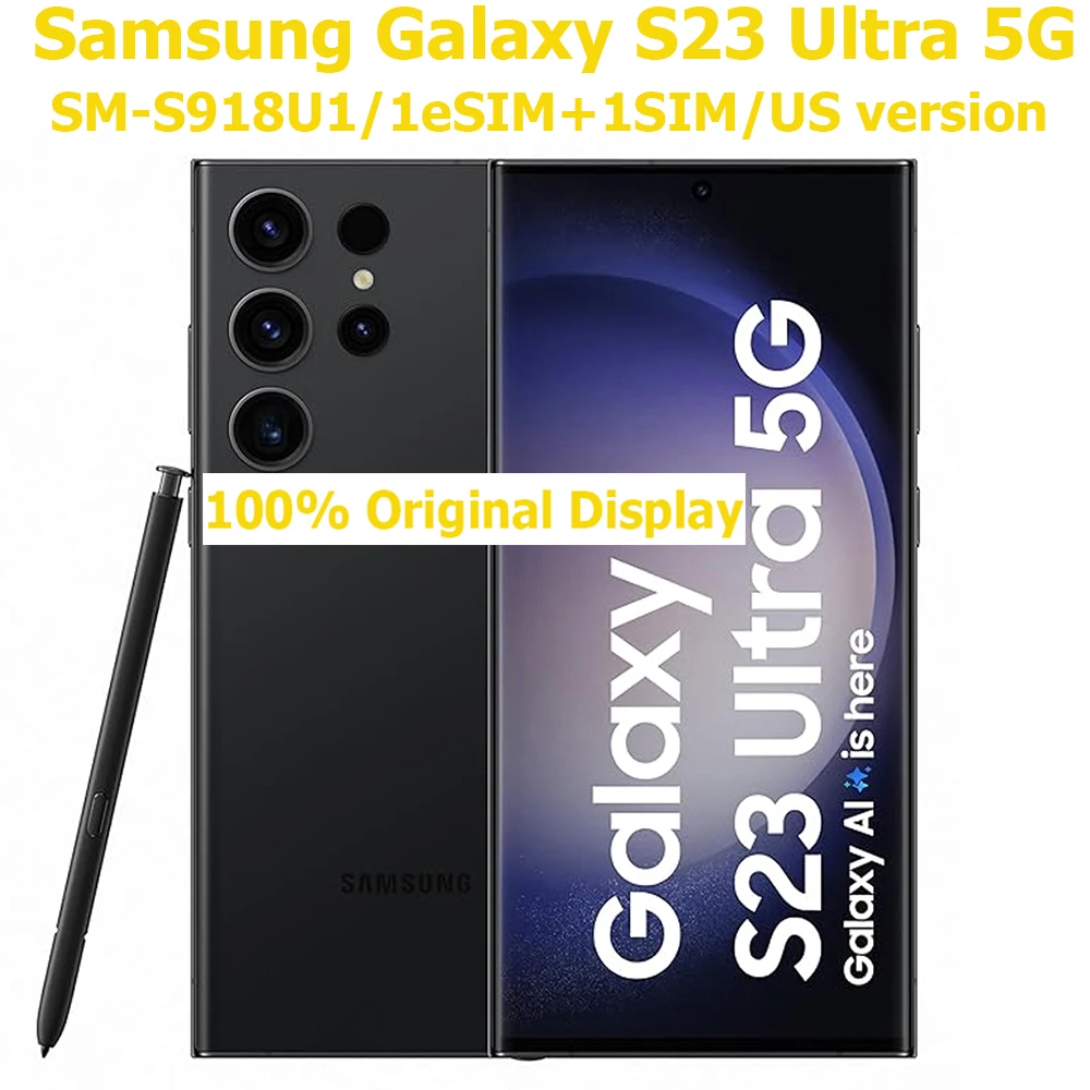 Samsung Galaxy S23 Ultra 5G S918U1 Smart Android Phone 6.8-inch AMOLED1440 x 3088 NFC 5000mAh 200MP US Edition Original Unlocked