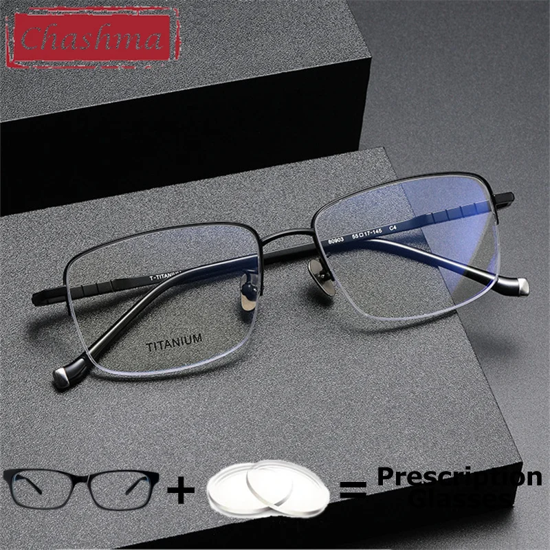 

Prescription Glasses Men Eyeglasses Pure Titanium Light Optical Frame Semi Rim Male Reading Glasses Myopia Multifocal Lenses