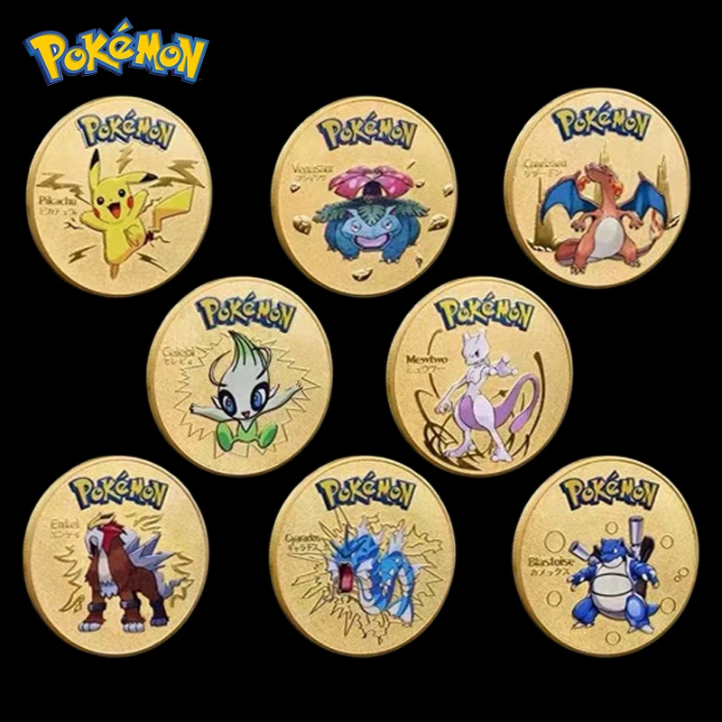 

Golden Pokemon Commemorative Coin Pocket Monsters Cartoon Commemorative Badge Collection Play Small Gifts Event Souvenirs