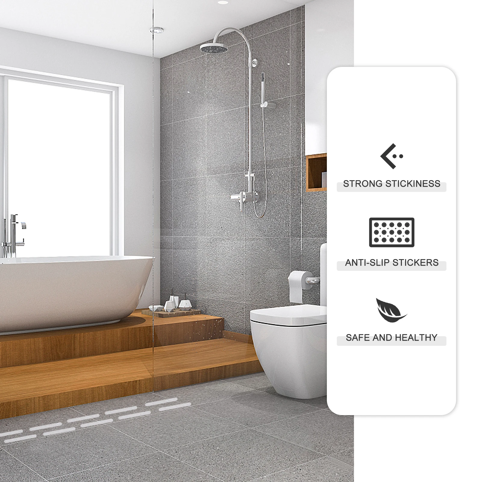

12pcs Anti-Slip Strips Bath Safety Stickers Adhesive Bath Treads For Showers Bathtubs Stairs Floors Waterproof Plastic