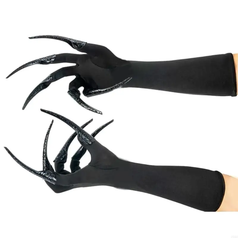 

39BB Scary Long Nails Gloves Cosplay Party Costume Accessories Halloween Party Gloves Roleplay Finger Nails Gloves