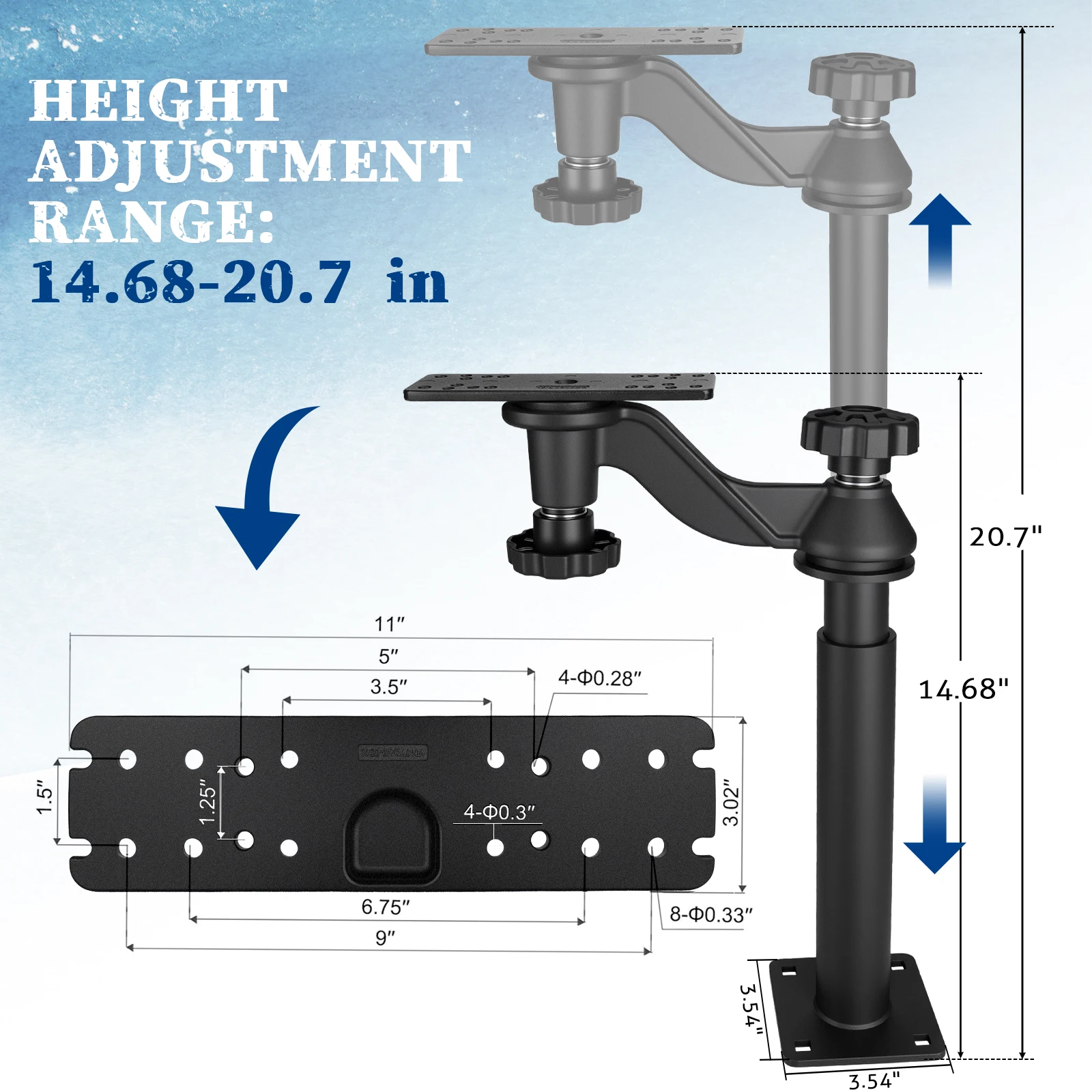 

Velpaw Telescoping Fish Finder Mount Adjustable Depth Finder Support for Fishfinders & Chartplotters Compatible with Lowran