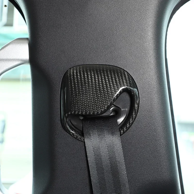 

Real Carbon Fiber Car Front Row Seat Belt Decorative Cover Interior Car Accessories For Land Rover Defender 110 2020-2024