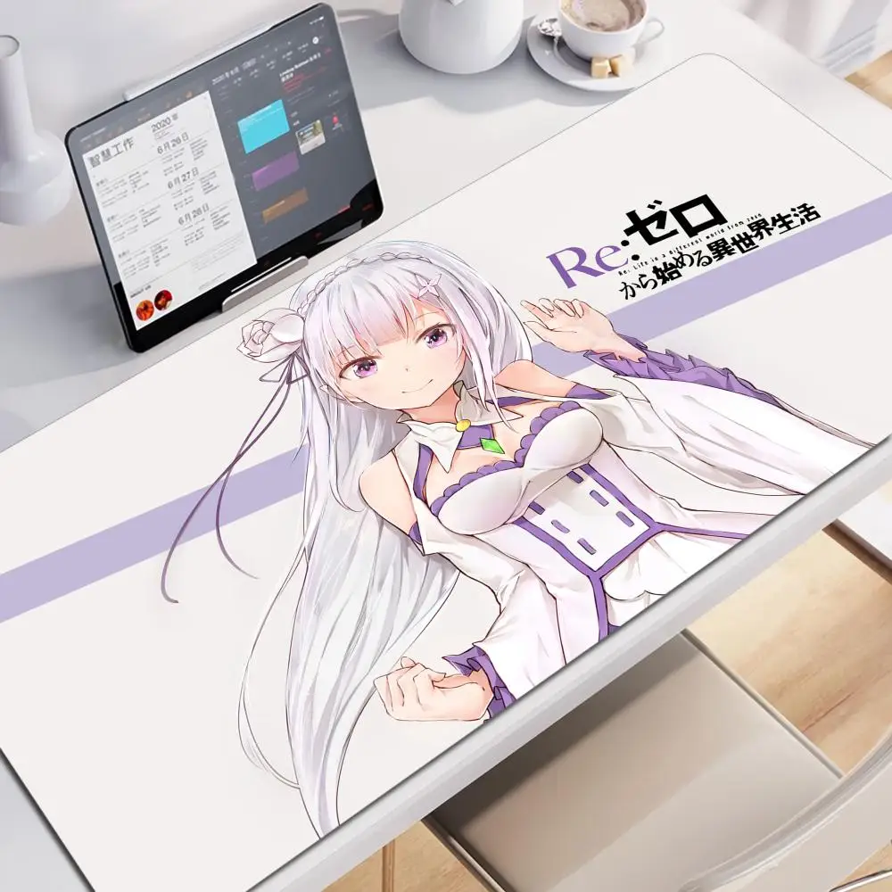 Tapis de souris Manga Re Zero Rem Emilia, accessoires de jeu, clavier rapide, tapis en caoutchouc pour Gamer, tapis de jeu complet