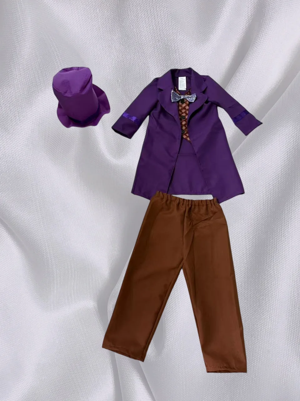 Kids Vintage Purple Long Coat Suit Jacket Vest Pants With Top Hat And Bow Tie For Boys Theme Stage Performance view 2