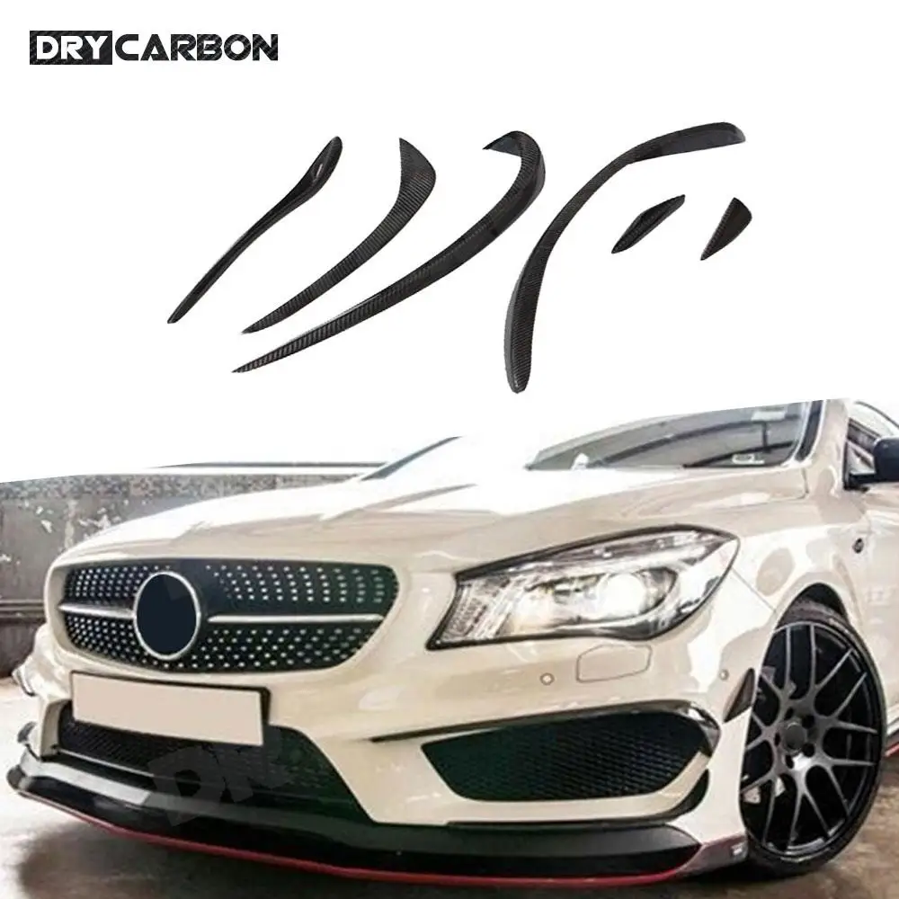 Carbon Fiber Front Bumper Splitters Canards Car Body Kits For Benz CLA Class W117 C117 CLA200 CLA220 2017 2018 Accessories