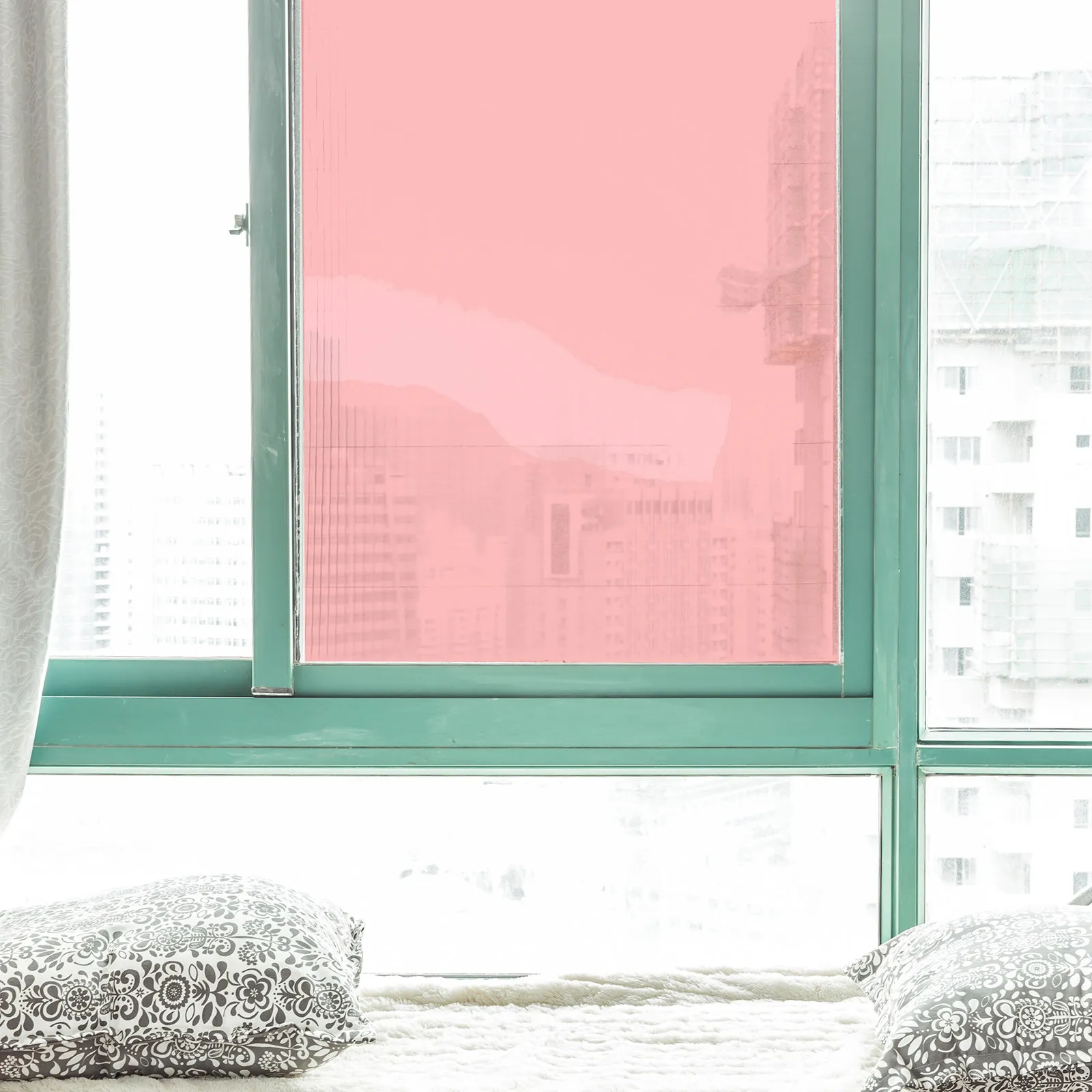 Película Decorativa para Ventanas con Efecto Vidriera, Película de Privacidad de Color, Bloqueador Solar, Aislamiento Térmico, Adhesivo para Vidrio, para Hogar y Dormitorio