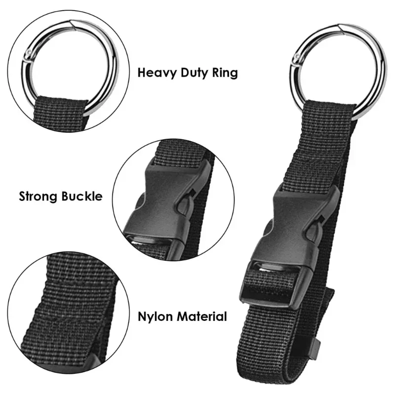 Black Nylon Anti-Theft Simple Clothing Carrying Clip Travel Anti-Theft Lanyard Clip Luggage Item Strap Hook