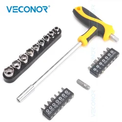 T-handle Wrench Combination Screwdriver Bit Set Phillips Slotted Home Repair Hand Tool