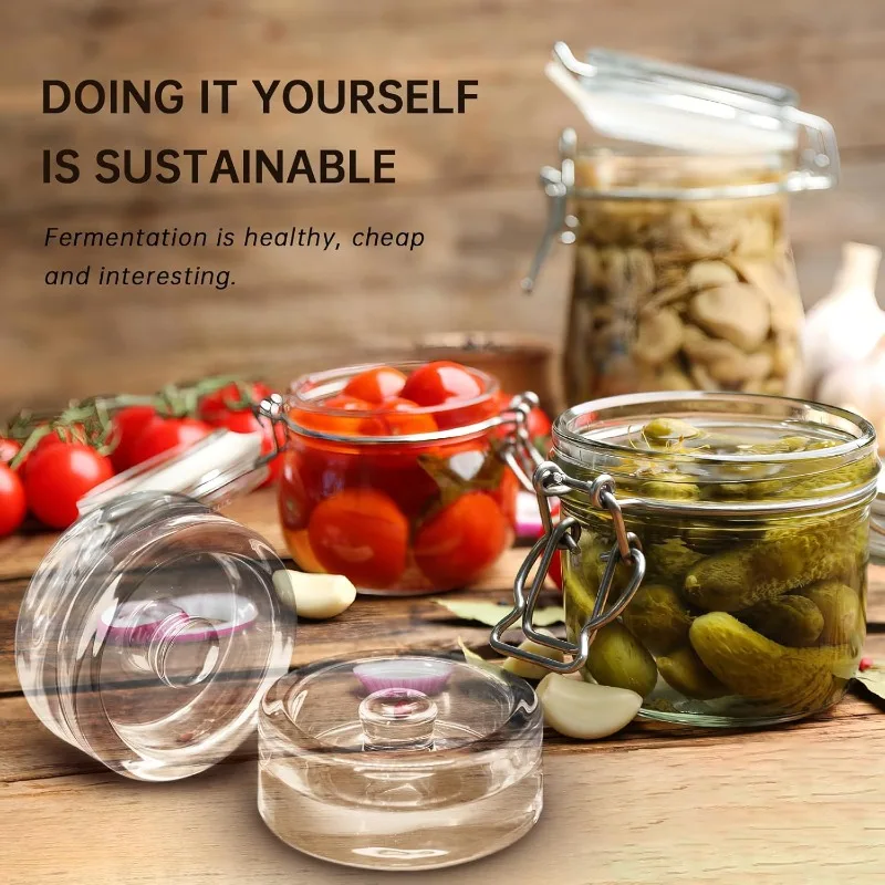 1/2 Pack Glass Fermentation Weight, Easy Grip Pickling Glass Weight for Home Brewing, Pickling, Fermented Fruits, Sauerkraut