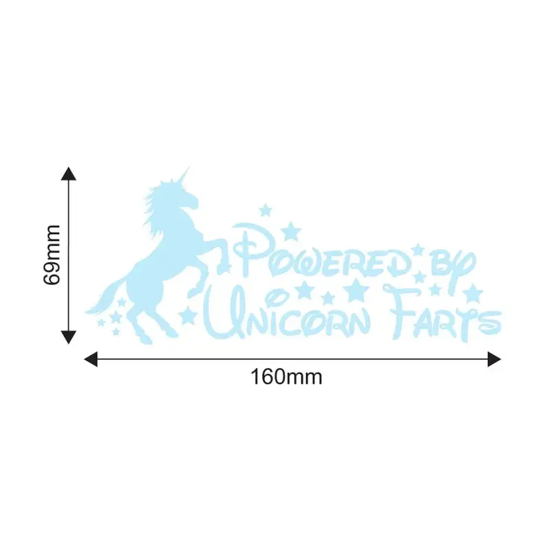 Powered by Unicorn Farts Funny Car Oil Slick Sticker Decal - Girl Racer JDM Rat Look 3