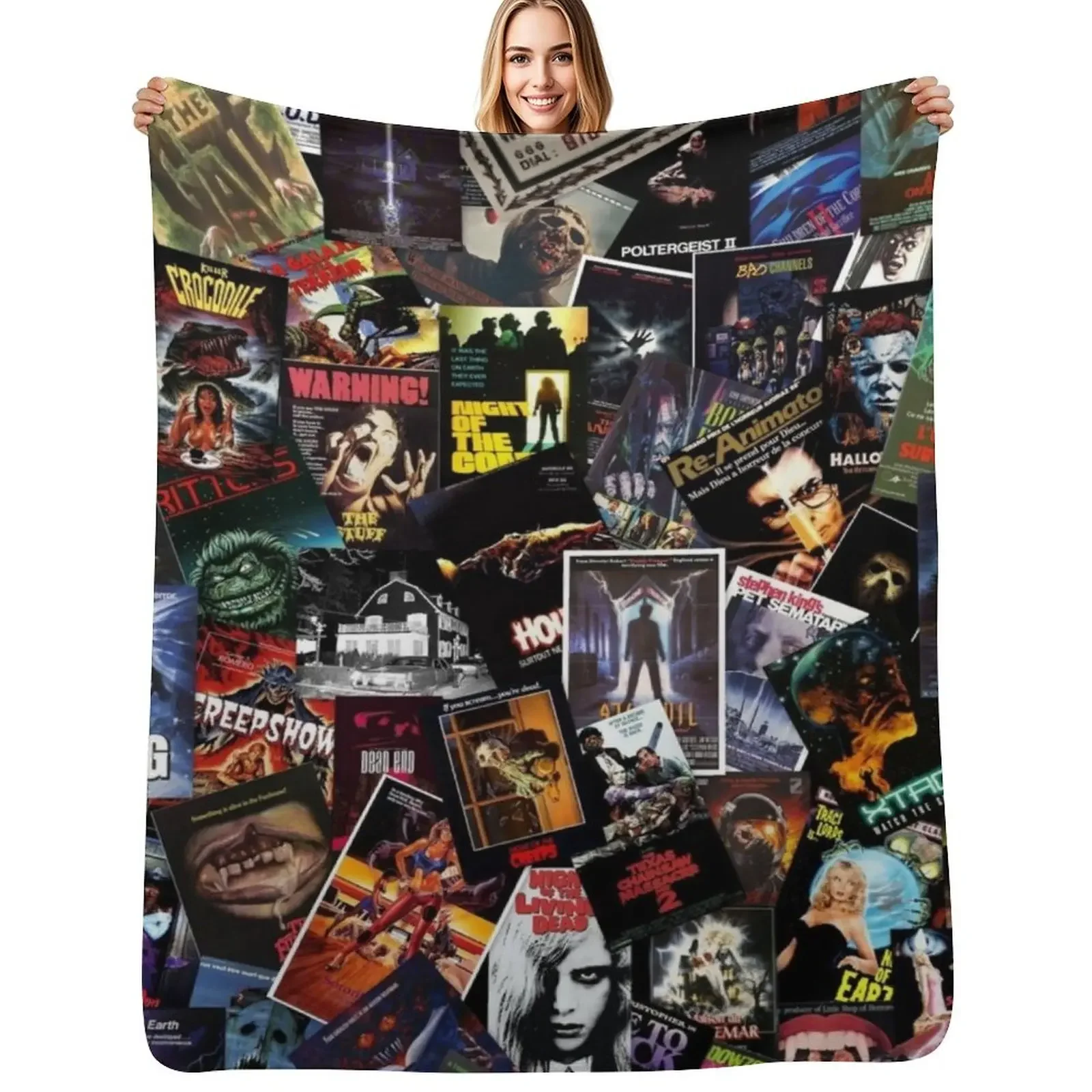 Horror MovieCover Collage Throw Blanket Sofa Stuffeds Furrys Large Blanket