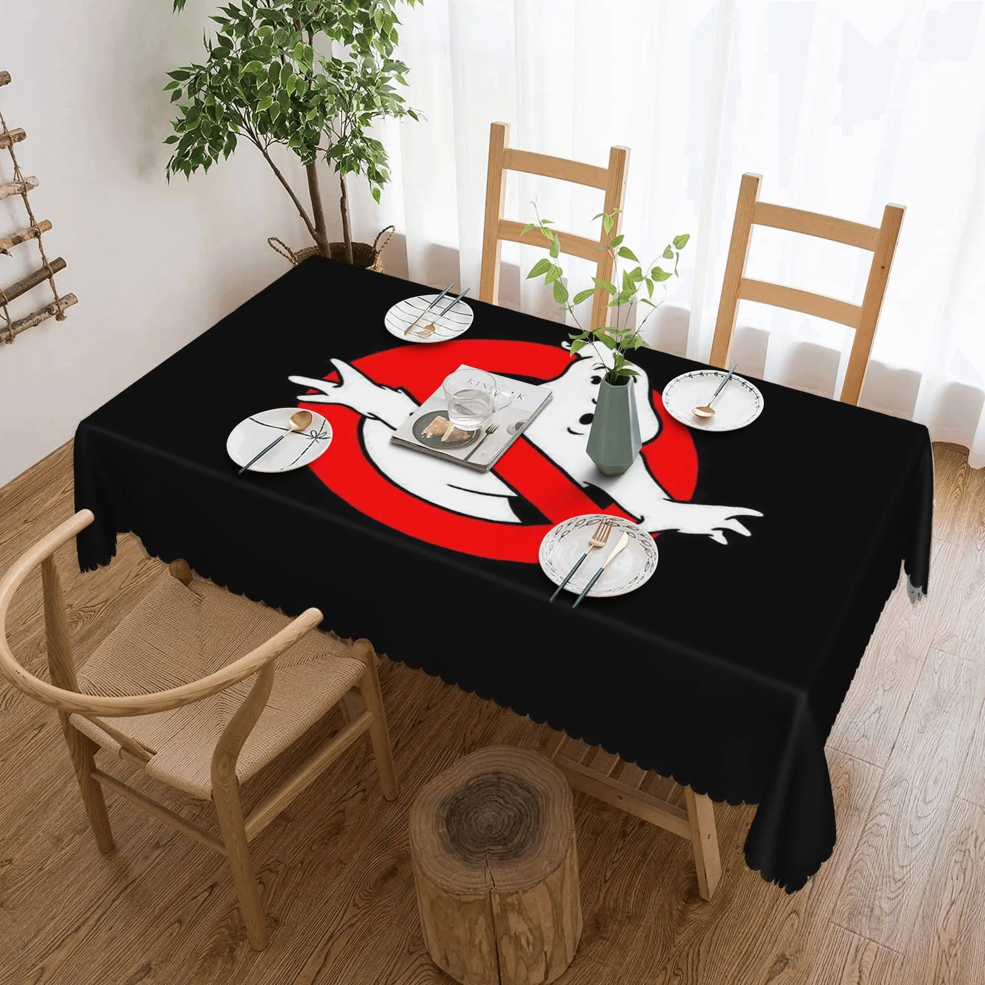 

Customized The GhostBusters Logo Pattern Rectangular Tablecloth Waterproof Table Cover for Dining Events Table Cloth