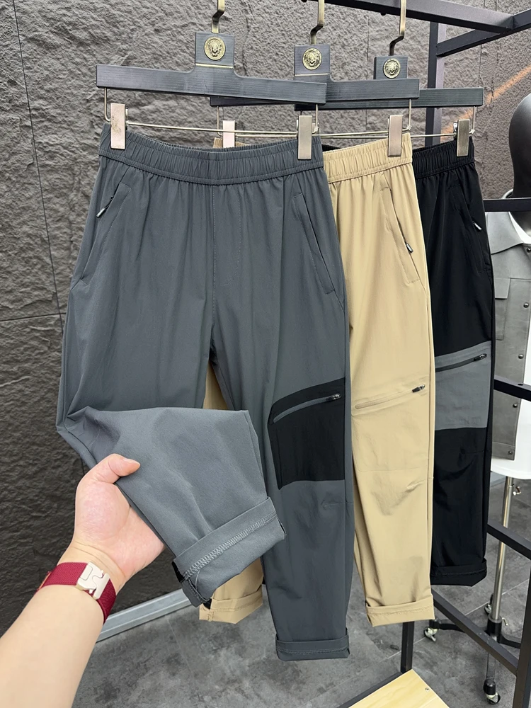 

Svip Outdoor Qui Dry Spring Summer Men's Casual Elastic Waist Lightweight Loose Fit Pants Zipper ket Cargo Pants