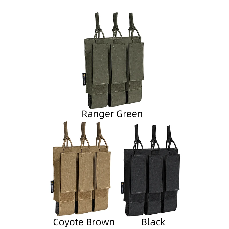 IDOGEAR Tactical Triple Magazine Pouch Mag Carrier MOLLE for Submachine Open Top Mag Holder 3576