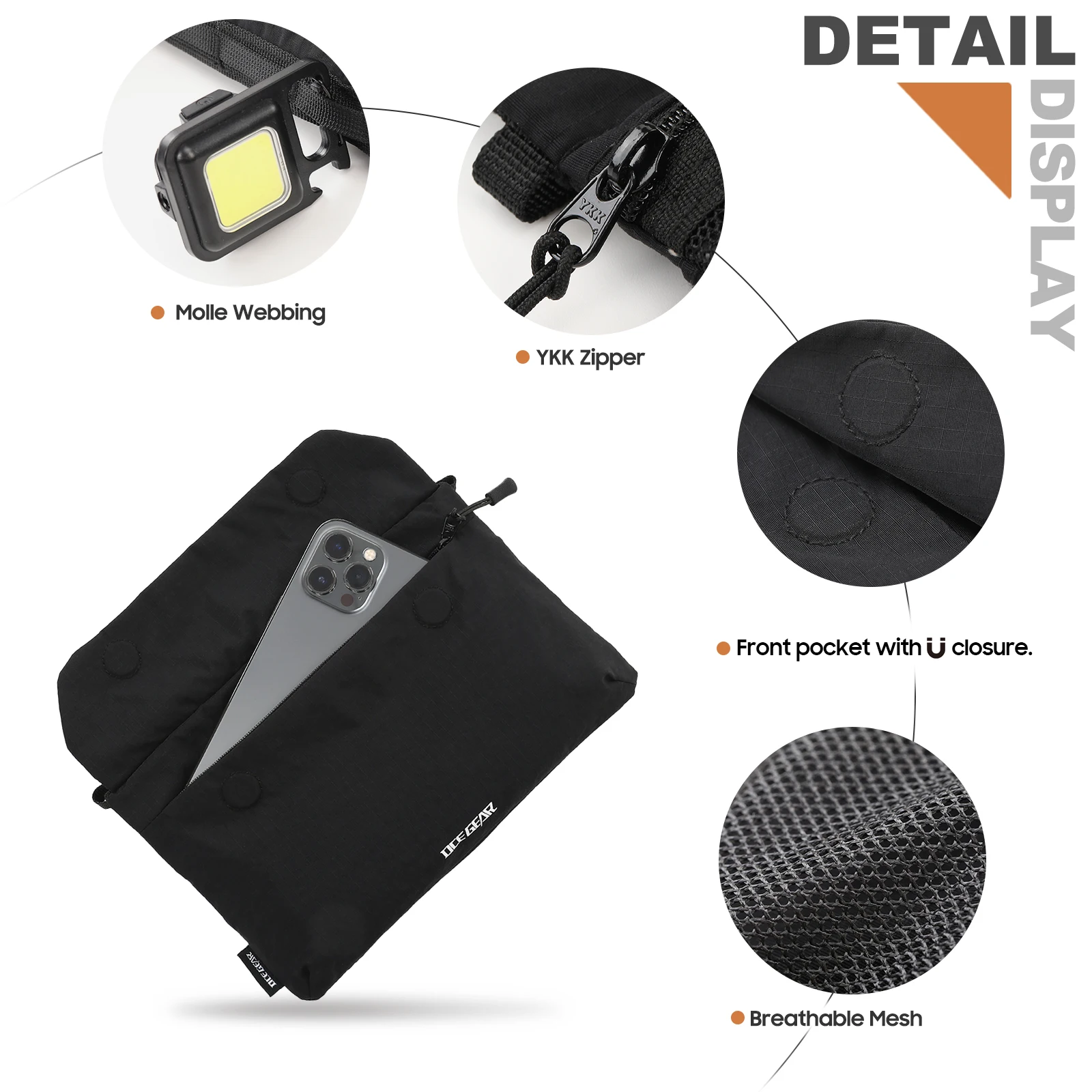 OCEGEAR Small Crossbody Bag Adjustable Rope Straps Lightweight Compact Phone Bag For Travel Outdoor Fashion Accessory