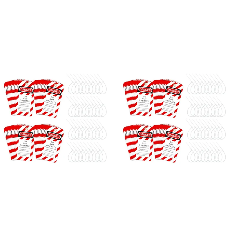 【البيع الساخن!】علامات القفل، 3 × 5.75 بوصة، 80 خطر لا تشغيل العلامات مع 80 ربطة بسحاب، لوتو تا المقاومة للماء