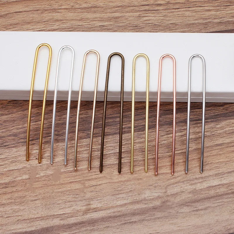 5pcs/Lot 100x3mm Metal Hairpin Hair Colets Clip Fork Jewelry For Women Vintage Tiara Aesthetic Accessories U Shape Pin Hairclip