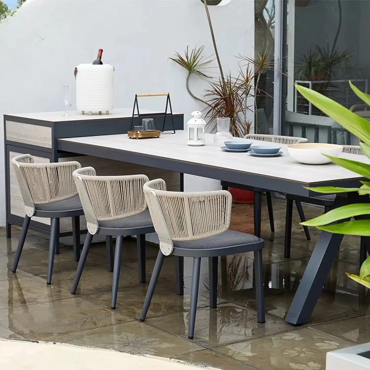 Garden Furniture Outdoor Dining Set Restaurant Hotel Outside Patio Table and Chairs Set Modern Style