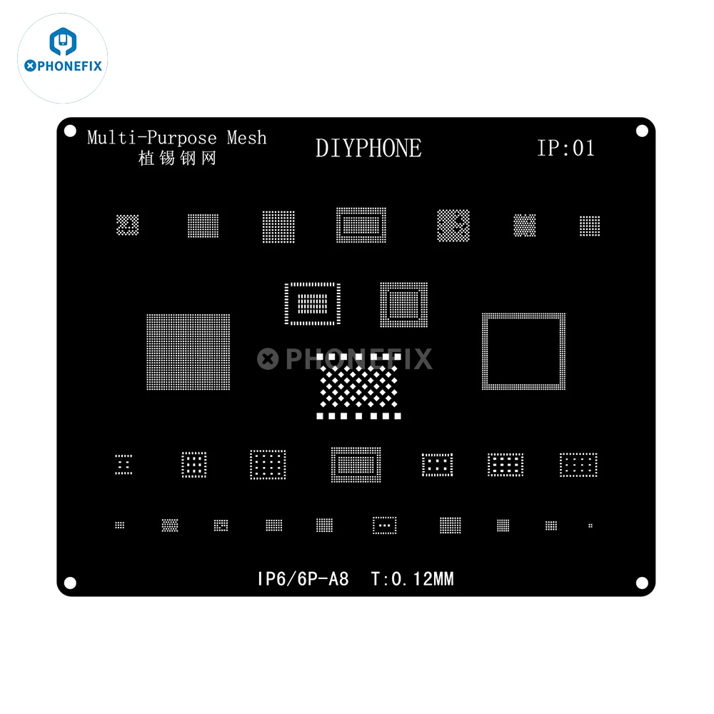 Imagem -03 - Conjunto de Kit de Estêncil de Reballing Bga de Aço Preto para Iphone 16 15 14 13 12 11 Pro Max x 8p Cpu de Aço Preto ic Chip Rede de Solda de Estanho