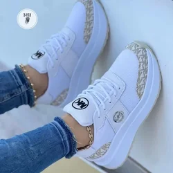 Womens Wedge Sneakers 2024 New Style Lace-up Breathable and Comfortable Running Shoes Casual Thick-soled Womens Vulcanized Shoes