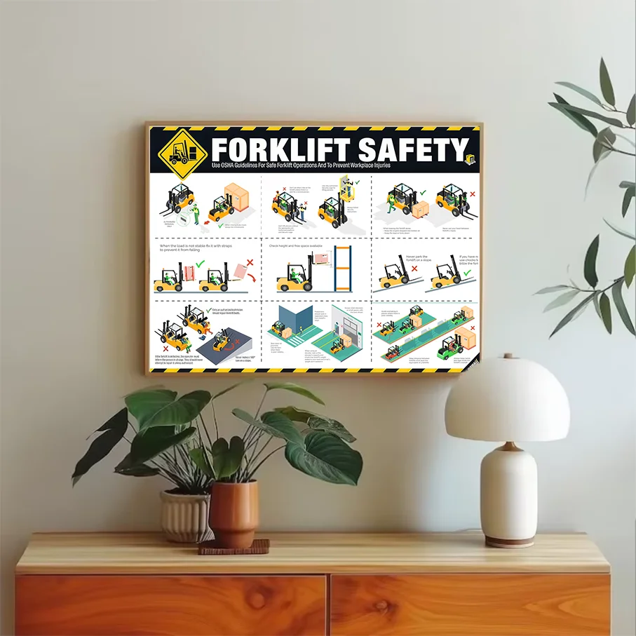 Forklift Safety Poster OSHA Guidelines Safe Operations Prevent Workplace Injuries Industrial Office Wall Art Decor