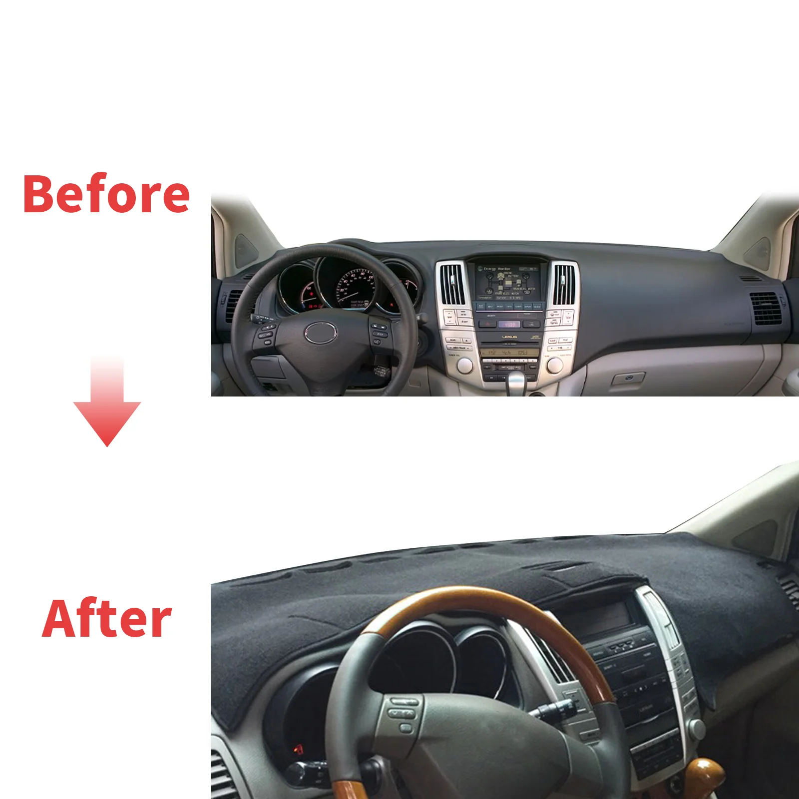 يصلح لتويوتا هارير 2004 2005 2006-2013 XU30 داشمات غطاء لوحة القيادة وسادة واقية السجاد داشمات ظلة اكسسوارات السيارات #2