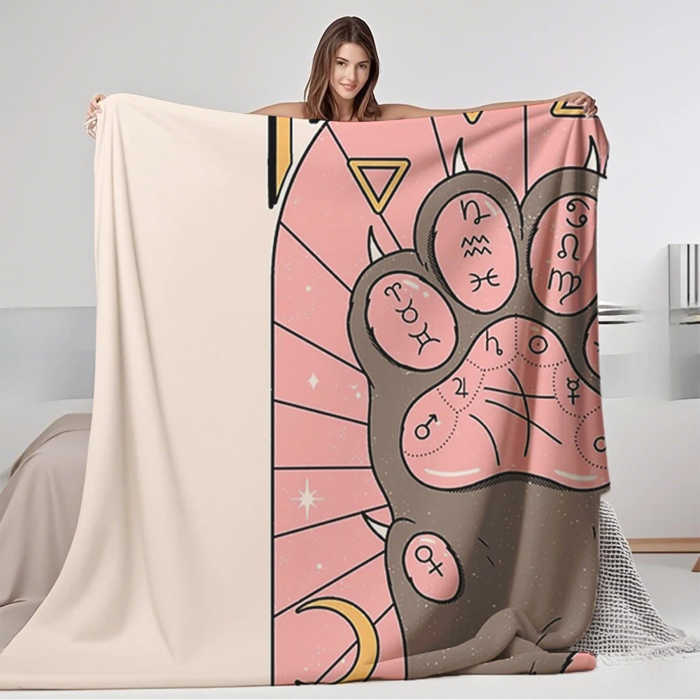 

Flannel Blanket Pawmistry Scarf And With Machine-Washable Bedcover Vintage Blankets For Hotels Pets Travel Year-Round Use Use