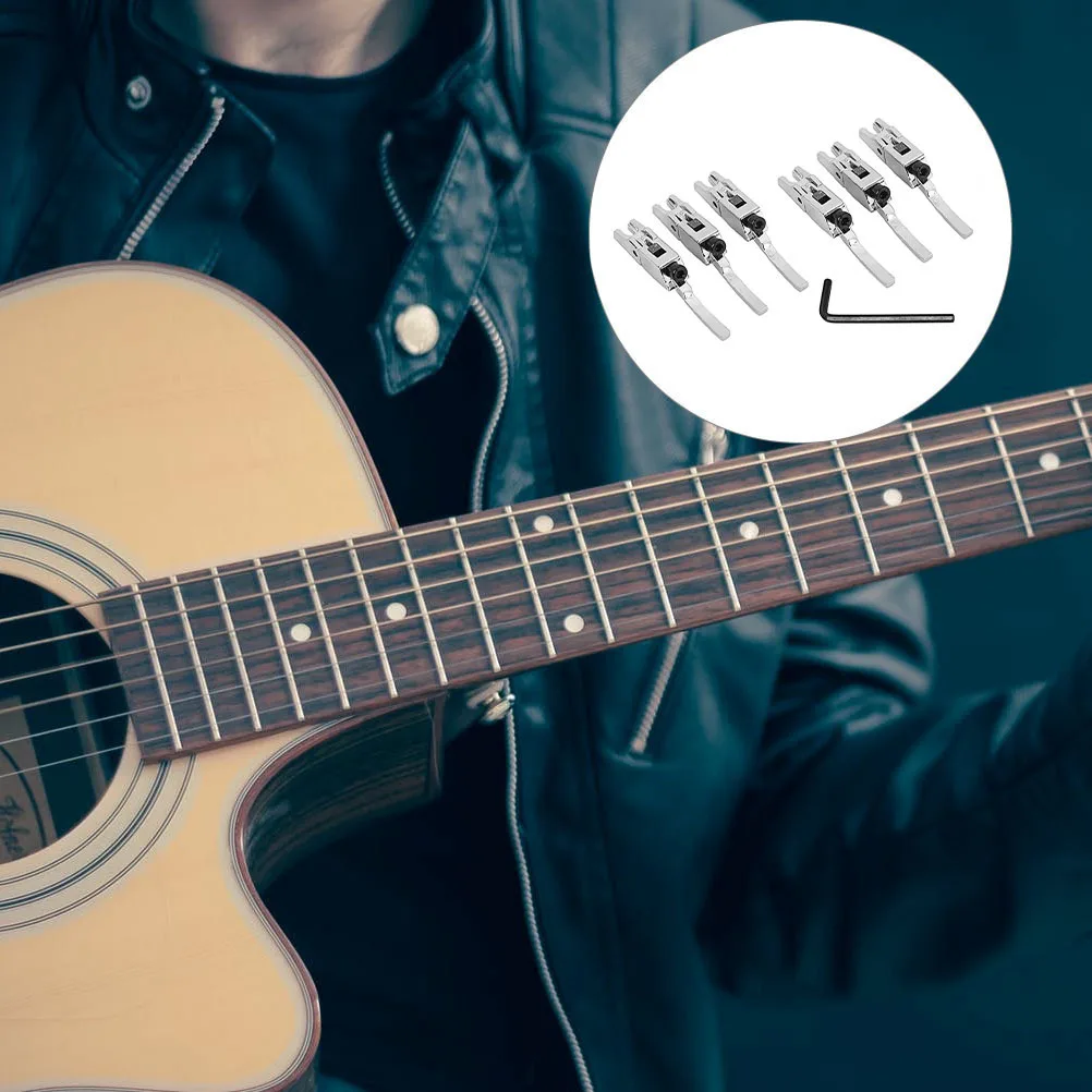 

6 pcs Guitar Bridge Saddles Vintage Metal Finish Electric Guitar Tremolo Replacement Parts Double Locking System For String