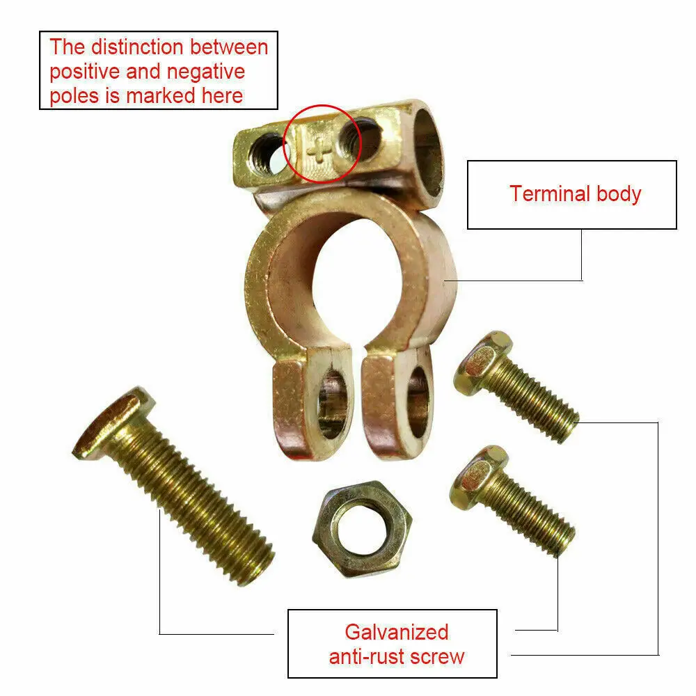 2/4x Battery Terminals Connectors Clamps Alloy Construction Car Van Caravan Motorhome 12V Quick Release Battery Terminal 