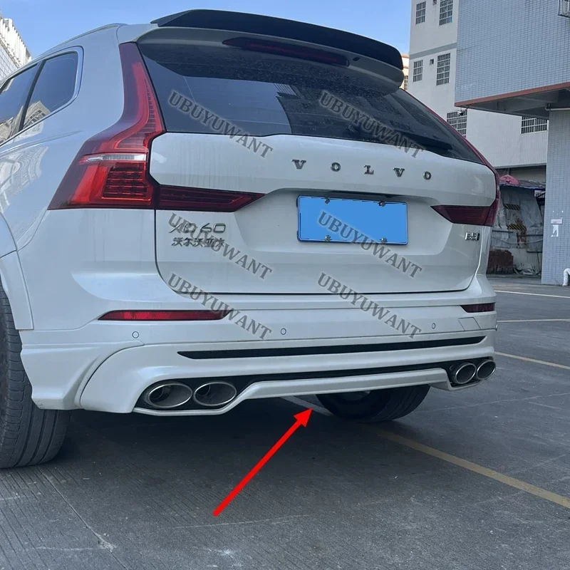 ABS REAR BUMPER TRUNK LIP SPOILER DIFFUSER With Exhaust Tips For Volvo XC60 2020 2021 2022 2023-2025