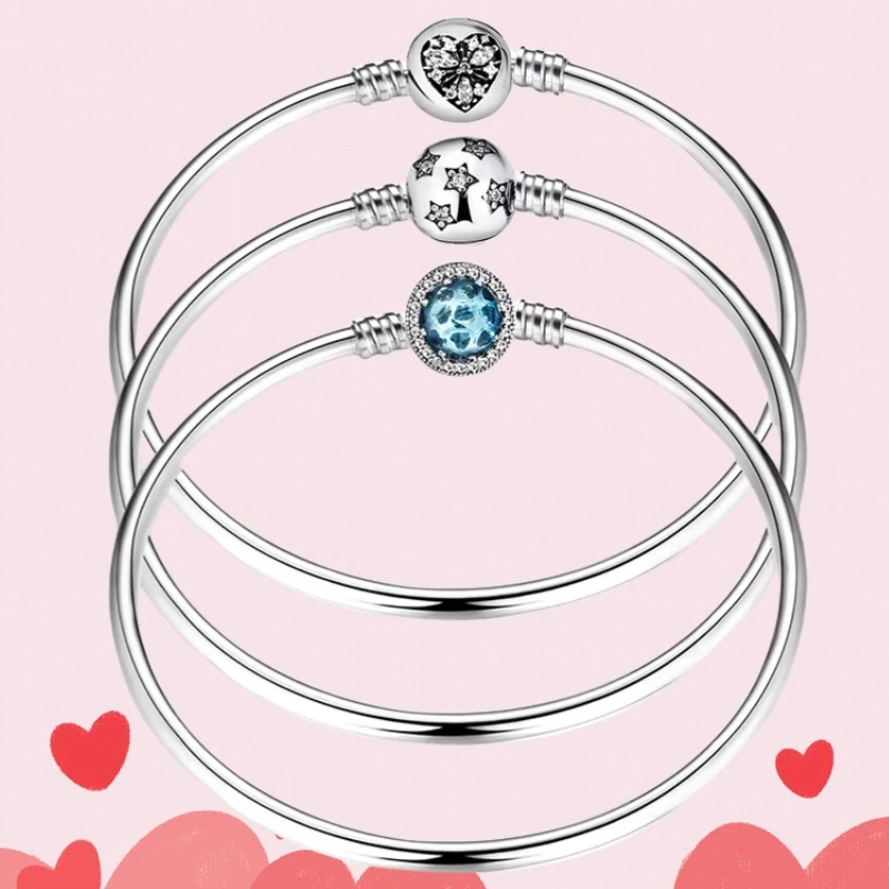 925 فضة سحر القلب المحيط الوردي روز أساور أساور Diy للأزياء والمجوهرات النسائية الاكسسوارات والمجوهرات العصرية
