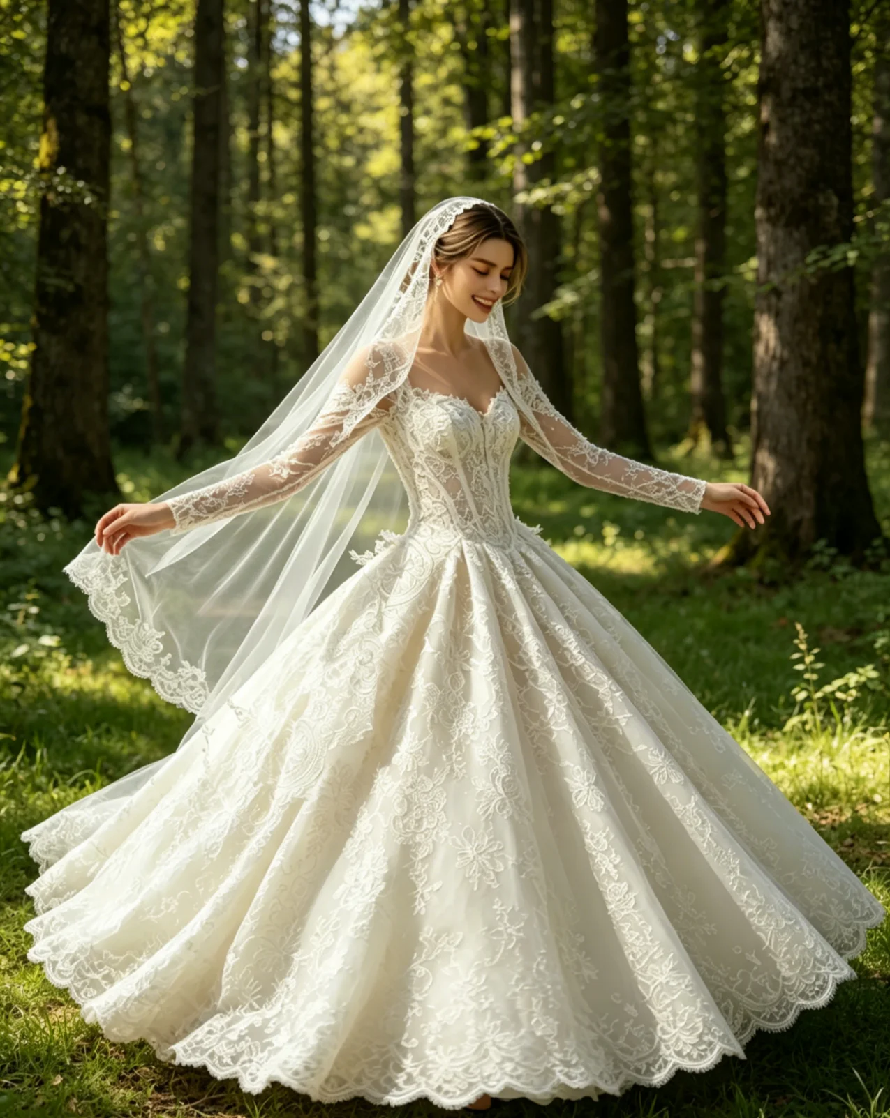 Customized Korean Retro Lace Wedding Dress Long Sleeves Ball Gown Luxury Temperament Bridal Main Dress Vestidos De Novia