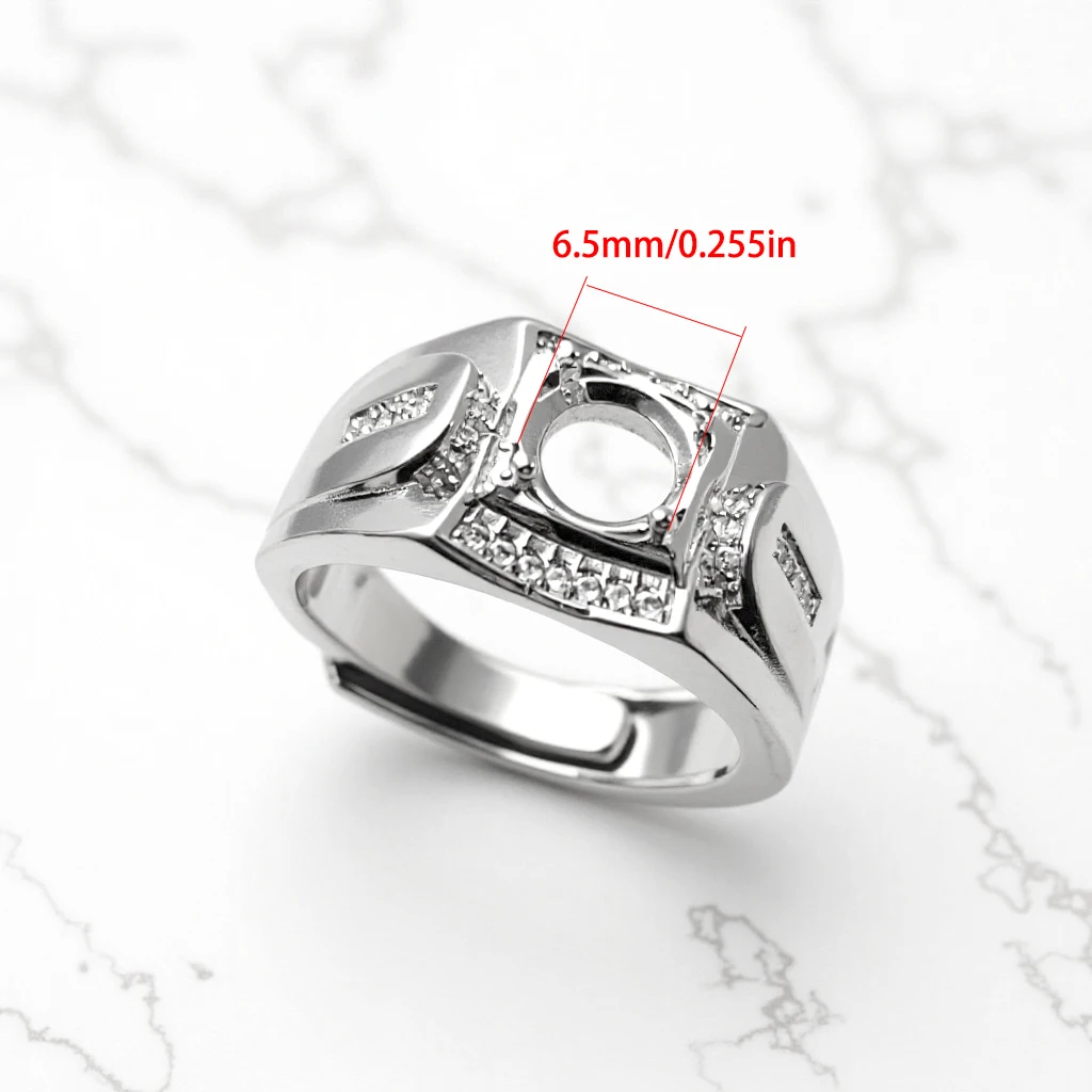 Prong Ring Blanks Brass CZ Adjustable 4 Claw Ring Settings 6.5mm Finger Ring Components for DIY Jewellery Making Kit Findings