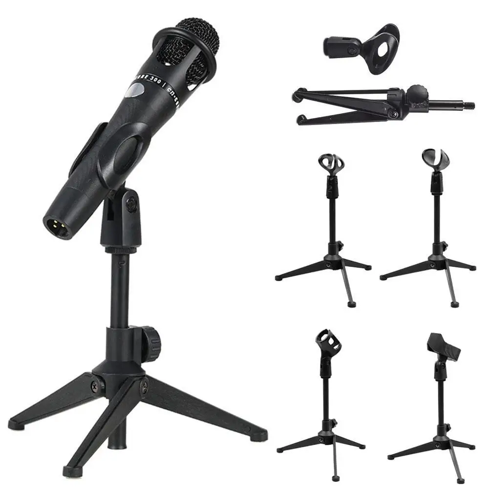 Mini Mikrofon Desktop Tisch Stativ Ständer Mikrofon Mic Clip Klemmhalter