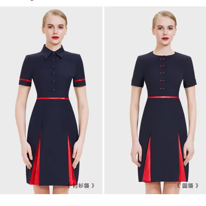 Airline Flight Attendant Uniform Female Summer Professional Short Sleeved Dress Work Uniform
