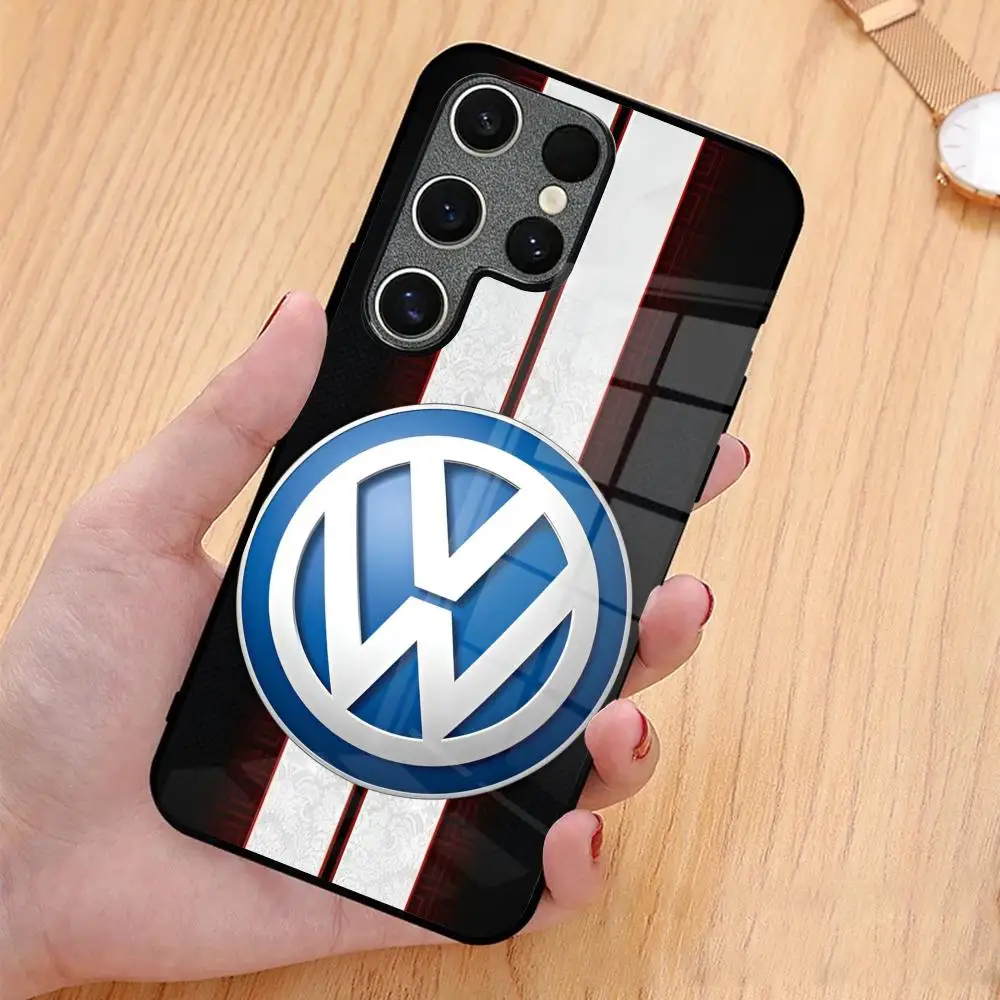 The Car V-VolkswagenES MAISTO Mouse Pad Glass Phone Case For Samsung Galaxy A15 A25 A35 A55 A14 A54 A13 A33 A53 A51 A05 A04