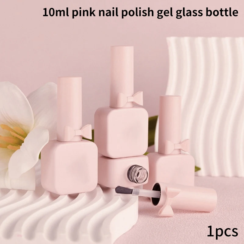 10Ml Nagellak Fles Cosmetische Glazen Fles Sub-Fles Cosmetische Pot Nail Beauty Olie Verpakking Fles Roze Strik