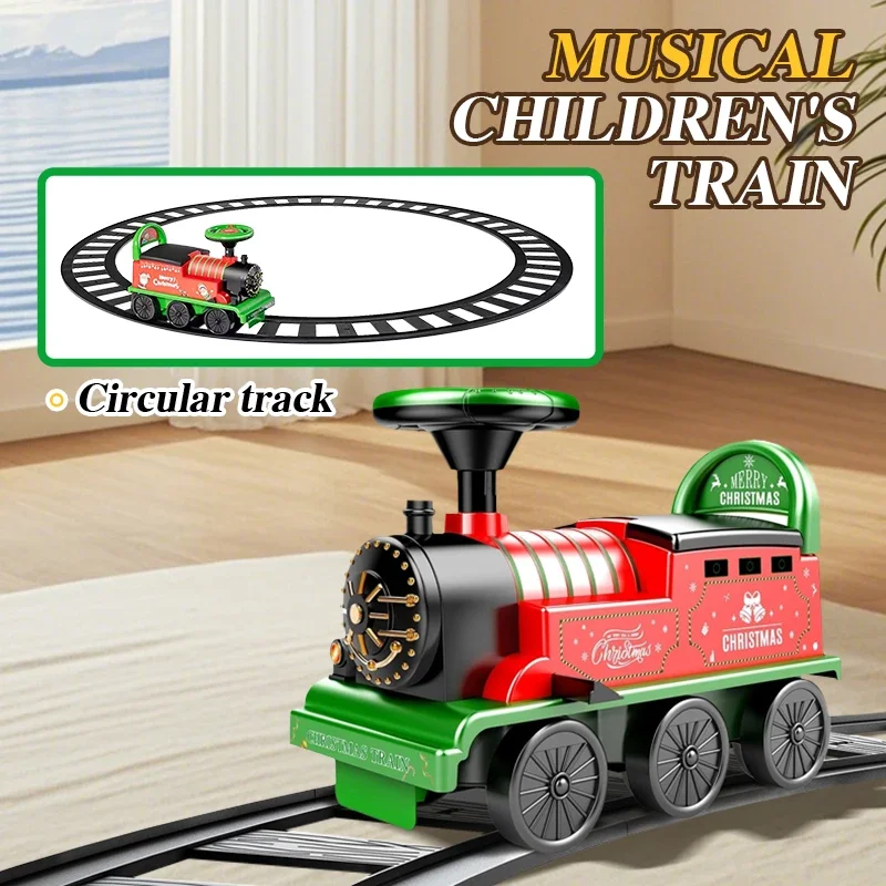 Christmas Retro Train Kids Riding Rail Car Toy with Lights Sounds Electric Track Train Model Children's Toy Xmas New Year Gifts