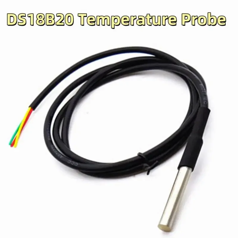 DS18B20 Cabo de sensor digital à prova d'água à prova de umidade e ferrugem 100 cm Adaptador de terminal de sonda de aço inoxidável