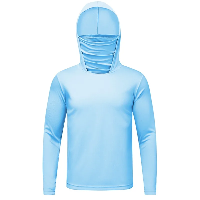 Men's summer plus size sportswear, quick drying hooded casual ice silk breathable lightweight fishing and sun protection suit