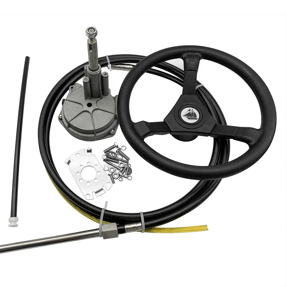 

12 Feet Mechanical Planetary Gear Steering Kit with 13.5 Inch Wheel Outboard Steering Cable for Boat Steering System